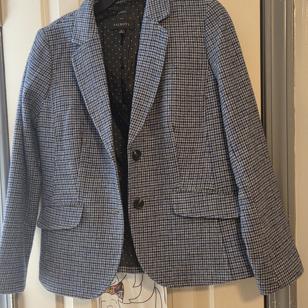 Talbots Blue and Black Checkered Blazer